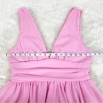 SheIn  Barbie Pink Mini Party Dress Deep V‎ Neckline Tiered Hem Size Large New Photo 10