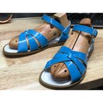 Saltwater Strappy Sandals Women's 6 Blue Turquoise Patent Leather Flat Classic Photo 3