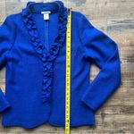Laura Ashley  Vintage Womens Royal Blue Wool Cardigan Sweater Size M Photo 4