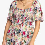 Roxy  Golden Dawn Smocked A-Line Mini Dress in Ash Rose Wallflower Size Large Photo 0