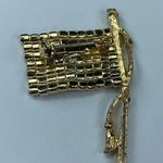 Vintage USA American Flag Patriotic Pin Brooch Rhinestone Red White Blue Gold Photo 3