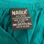 Naqui Embroidered Cotton Caftan Green Dress One Sz Floral Pakistan Boho Mumu Vtg Photo 6