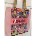 Patchwork Tote Bag Pink Novelty Heart Applique Gold Handle Purse Photo 1