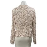 Blue Life  Multicolor Floral Ruffle Tie Front Long Sleeve Peplum Blouse Top Sz M Photo 3