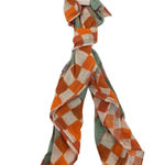 Anthropologie Bandana Scarf Orange Green Checkerboard Print 100% Cotton Photo 0