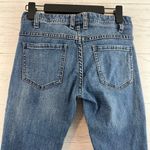 Free People Dark Wash Raw Hem Ripped Knee Skinny Jeans Size 27 Photo 5