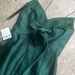 Alfred Sung Open-Back Bow Tie Satin Trumpet Gown Hunter #D780, Size 0 New w/Tag Photo 4