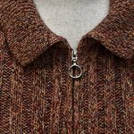 White + Warren Ribbed Knit Long Sleeve Zip Front Cardigan Marled Orange Size M Photo 3