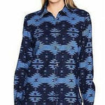 Dickies ✨ Women's Long Sleeve Pattern Sz M Shirt, French Blue/Deep Blue Print✨ Photo 0