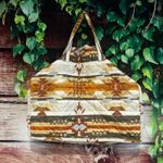 Free People Aztec Tribal Tote Bag 14x17x4 Boho Carrying Bag Brown Striped Native American Photo 2