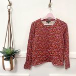 J.Crew High-Neck Puff-Sleeve Long Sleeve Top in Floral Print Size M Photo 1