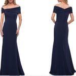 La Femme NWOT Off the Shoulder Gown in Navy trumpet Size 4 Photo 1