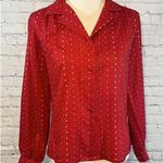 CHAUS NEW YORK CHAUS Vintage Button Down Blouse Red with Pattern-11/12 Photo 0