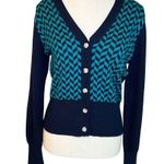 Lady Hagen  Liberty Navy Blue/Green Herringbone Golf Sweater Long Sleeve Size XS Photo 1