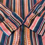 Ecru  Linen L/S Button Down Pink Blue Lilac Stripe Shirt Sz SMALL Photo 4