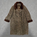 Vintage 1960's Fur Collar Coat | Tweed Wool Outerwear Size XL Photo 0