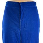 ZARA  Blue Velvet Velour High Waist Wide Flared Leg Crop Ankle Trousers Pants S Photo 12