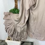 ZARA  Brown Taupe Long Bell Sleeve Drape Wrap Blouse Top NEW XL Photo 5