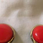 Funky 1970s red and gold stud simple elegant earrings Photo 0