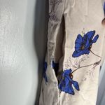 Free People  Dress 4 Blue Floral Mini Swing Cinch Sleeve Pockets Pearl Comb Tan Photo 7