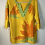 Soft Surroundings Soft Surroundings Tropical La Paradiso Yellow/Orange Fall Sweater Size Large Photo 1