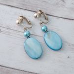Vintage Clip On Earrings Light Blue Dangle Earrings Photo 1