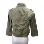 ZARA Women's Army Green Zip Up Long Sleeve Cropped Bomber Cargo Jacket Size S Photo 1