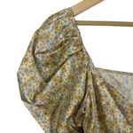 ZARA  Satin Effect Puff Sleeve Floral Mini Dress in Yellow/Pink/Blue Size M Photo 12