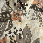 Allison Daley  3/4 Sleeve Leopard Floral Leaf Print Textured Button Down Blouse Photo 4