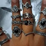 15 pc set Retro Midi Rings Silver and Black Photo 5