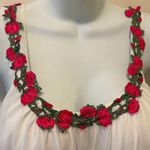 VTG 60’s Beau Monde Chiffon Babydoll Short Gown Rose Appliqué White Sz S Sexy Photo 5