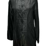 Eileen Fisher Jacket XS Black Silk Crepe Quilted Frog Buttons Mandarin Timeless Photo 0