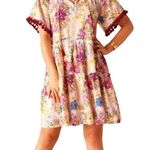 Matilda Jane Large Enchanted Garden Dress Aloha Palm Floral Short Sleeve Tassels Photo 0