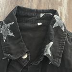 black denim distressed hem stars shirt jacket women’s size large Photo 9