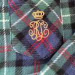 Lauren Ralph Lauren Women’s Blue Green Plaid Fleece Cardigan Embroidered Crest S Photo 1