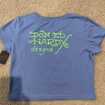 Ed Hardy  Pale Blue Graphic Print Crop Top Tee Photo 1