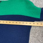 Theory Suffira Lofty Womens L Cashmere Colorblock Crewneck Sweater Navy Green Photo 6
