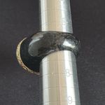 Jade & 14k EUC carved ring. Black jade band & white jade face w/ 14k setting Photo 6