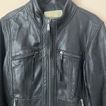 Michael Kors black leather bomber jacket Photo 4