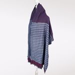 Purple Navy Striped Gauze Scarf Lightweight Wrap Shawl Fringe Boho Style Photo 4