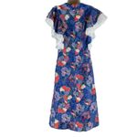 Tory Burch Natalie Floral Midi Resort Dress Ruffle Trim Blue Size 0 Photo 8