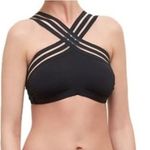 Kenneth Cole  Swimming Top Size Medium Black Stretch Crisscross Padded Photo 0