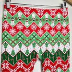 Christmas Holiday Leggings junior Large Multi Print Red Green Snowmen Candy Cane Size undefined Photo 1