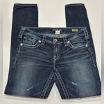 Silver Jeans Women’s Silver Aiko Skinny Dark Blue Denim Jeans, Wide Stitching, Size 29 Photo 2