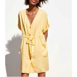 ZARA  Button Front Tie Waist Shirt‎ Dress Yellow XS Cap Sleeve Photo 1