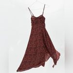 Urban Outfitters  Veronica Ruched Geo Print Midi Dress in Red Multi Size‎ Large Photo 1