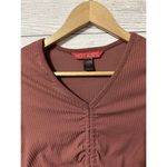 Hot Kiss Womens Ribbed Long Sleeve Size Small Tie V Neck Top Pullover Photo 1