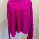 Free People  Sweater 87% Alpaca Hot Pink Sz M Oversized Knit Ribbed Mockn…​​​​ Photo 0