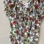 Planet Gold 2/$12 Women’s Plus Orange Floral Print Ruffle Loose Fit Blouse 1X Photo 5