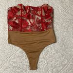 Tobi Floral Red Lace Strapless Corset Bodysuit Photo 4